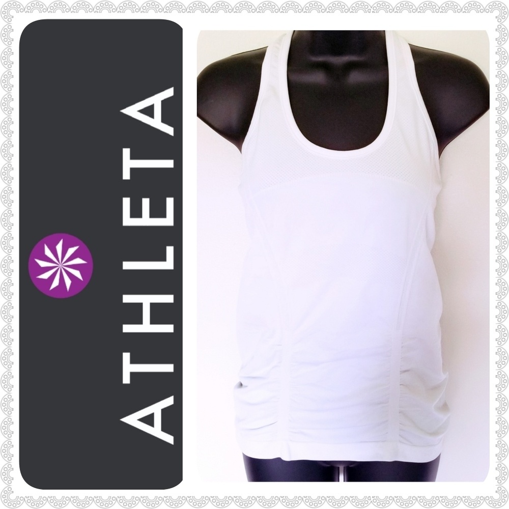 Athleta White figure hugging Racerback Sport Tank